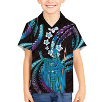 Hawaii King Kamehameha Kid Hawaiian Shirt Fantastic Plumeria Amethyst Gradient