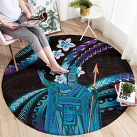 Hawaii King Kamehameha Round Carpet Fantastic Plumeria Amethyst Gradient
