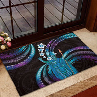 Hawaii King Kamehameha Rubber Doormat Fantastic Plumeria Amethyst Gradient