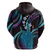 Hawaii King Kamehameha Zip Hoodie Fantastic Plumeria Amethyst Gradient