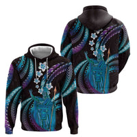 Hawaii King Kamehameha Zip Hoodie Fantastic Plumeria Amethyst Gradient