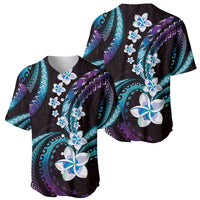 Hawaii Plumeria Baseball Jersey Amethyst Gradient Polynesian Pattern