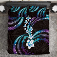 Hawaii Plumeria Bedding Set Amethyst Gradient Polynesian Pattern