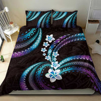 Hawaii Plumeria Bedding Set Amethyst Gradient Polynesian Pattern