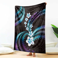 Hawaii Plumeria Blanket Amethyst Gradient Polynesian Pattern