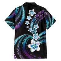 Hawaii Plumeria Family Matching Long Sleeve Bodycon Dress and Hawaiian Shirt Amethyst Gradient Polynesian Pattern