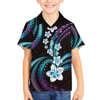 Hawaii Plumeria Family Matching Off Shoulder Maxi Dress and Hawaiian Shirt Amethyst Gradient Polynesian Pattern