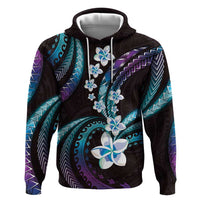 Hawaii Plumeria Hoodie Amethyst Gradient Polynesian Pattern