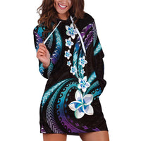 Hawaii Plumeria Hoodie Dress Amethyst Gradient Polynesian Pattern