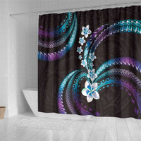 Hawaii Plumeria Shower Curtain Amethyst Gradient Polynesian Pattern
