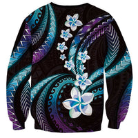 Hawaii Plumeria Sweatshirt Amethyst Gradient Polynesian Pattern