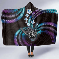 Hawaii Shaka Sign Hooded Blanket Fantastic Frangipani Amethyst Gradient