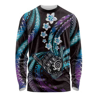 Hawaii Shaka Sign Long Sleeve Shirt Fantastic Frangipani Amethyst Gradient