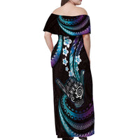 Hawaii Shaka Sign Off Shoulder Maxi Dress Fantastic Frangipani Amethyst Gradient