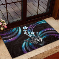 Hawaii Shaka Sign Rubber Doormat Fantastic Frangipani Amethyst Gradient