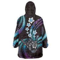 Hawaii Shaka Sign Wearable Blanket Hoodie Fantastic Frangipani Amethyst Gradient LT01 - Polynesian Pride