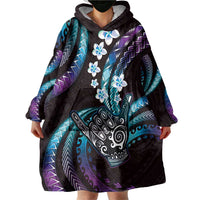 Hawaii Shaka Sign Wearable Blanket Hoodie Fantastic Frangipani Amethyst Gradient LT01 - Polynesian Pride