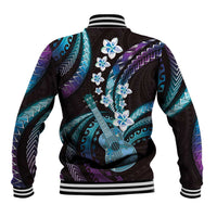 Hawaiian Ukulele Baseball Jacket Amethyst Gradient Fantastic Plumeria