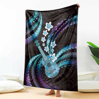 Hawaiian Ukulele Blanket Amethyst Gradient Fantastic Plumeria