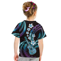Hawaiian Ukulele Kid T Shirt Amethyst Gradient Fantastic Plumeria