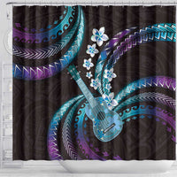 Hawaiian Ukulele Shower Curtain Amethyst Gradient Fantastic Plumeria