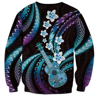 Hawaiian Ukulele Sweatshirt Amethyst Gradient Fantastic Plumeria