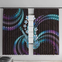 Hawaiian Ukulele Window Curtain Amethyst Gradient Fantastic Plumeria