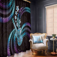 Hawaiian Ukulele Window Curtain Amethyst Gradient Fantastic Plumeria