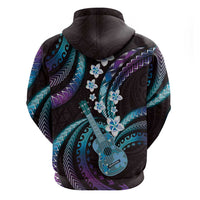 Hawaiian Ukulele Zip Hoodie Amethyst Gradient Fantastic Plumeria