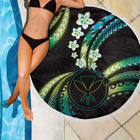 Hawaii Map Kanaka Maoli Beach Blanket Fantastic Frangipani Chartreuse Cyan