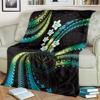 Hawaii Map Kanaka Maoli Blanket Fantastic Frangipani Chartreuse Cyan