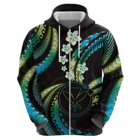 Hawaii Map Kanaka Maoli Hoodie Fantastic Frangipani Chartreuse Cyan