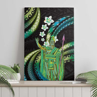 Hawaii King Kamehameha Canvas Wall Art Fantastic Plumeria Chartreuse Cyan