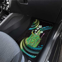 Hawaii King Kamehameha Car Mats Fantastic Plumeria Chartreuse Cyan