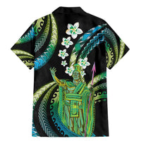 Hawaii King Kamehameha Family Matching Mermaid Dress and Hawaiian Shirt Fantastic Plumeria Chartreuse Cyan