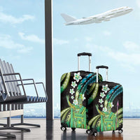 Hawaii King Kamehameha Luggage Cover Fantastic Plumeria Chartreuse Cyan
