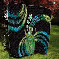 Hawaii King Kamehameha Quilt Fantastic Plumeria Chartreuse Cyan