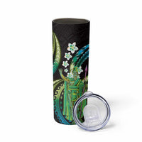 Hawaii King Kamehameha Skinny Tumbler Fantastic Plumeria Chartreuse Cyan