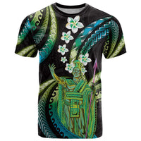 Hawaii King Kamehameha T Shirt Fantastic Plumeria Chartreuse Cyan
