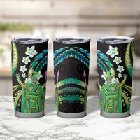 Hawaii King Kamehameha Tumbler Cup Fantastic Plumeria Chartreuse Cyan