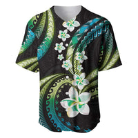 Hawaii Plumeria Baseball Jersey Chartreuse Cyan Polynesian Pattern LT01 Cyan - Polynesian Pride
