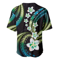 Hawaii Plumeria Baseball Jersey Chartreuse Cyan Polynesian Pattern LT01 - Polynesian Pride