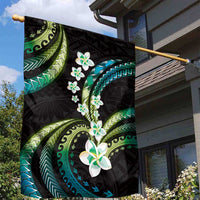 Hawaii Plumeria Garden Flag Chartreuse Cyan Polynesian Pattern LT01 - Polynesian Pride