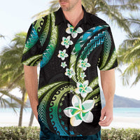 Hawaii Plumeria Hawaiian Shirt Chartreuse Cyan Polynesian Pattern