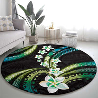 Hawaii Plumeria Round Carpet Chartreuse Cyan Polynesian Pattern LT01 - Polynesian Pride