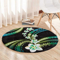 Hawaii Plumeria Round Carpet Chartreuse Cyan Polynesian Pattern LT01 - Polynesian Pride