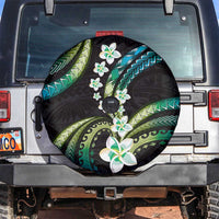 Hawaii Plumeria Spare Tire Cover Chartreuse Cyan Polynesian Pattern