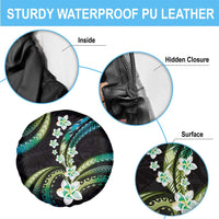 Hawaii Plumeria Spare Tire Cover Chartreuse Cyan Polynesian Pattern