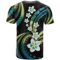 Hawaii Plumeria T Shirt Chartreuse Cyan Polynesian Pattern