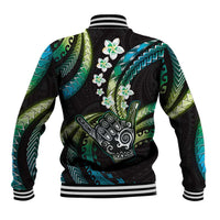 Hawaii Shaka Sign Baseball Jacket Fantastic Frangipani Chartreuse Cyan